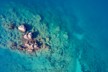 Top view of the sea reefs