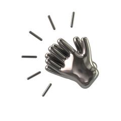 Silver hands clapping icon 3d rendering