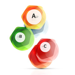 Glass glossy shiny hexagon web elements