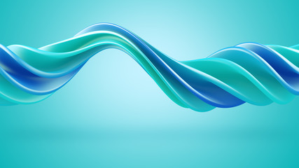 Cyan twisted spiral 3D shape