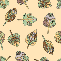 Vector hand drawn seamless pattern, decorative stylized childish trees. Doodle style, tribal graphic illustration. Ornamental cute hand drawing Series of doodle, cartoon, sketch seamless patterns