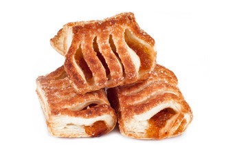 fresh sweet cookies with cream on white background