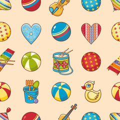 Kid toy seamless pattern. Design element for postcard, banner, flyer