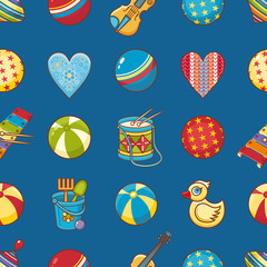 Fototapeta premium Kid toy seamless pattern. Design element for postcard, banner, flyer