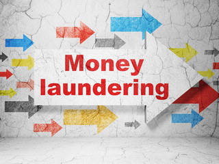 Banking concept: arrow with Money Laundering on grunge wall background