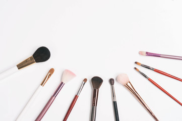 Set of professional makeup brushes.