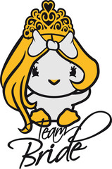 prinzessin queen königin team braut bride junggesellenabschied mädchen girl frau weiblich hübsch schleife schön haare süß niedlich klein baby kind ente vogel comic cartoon