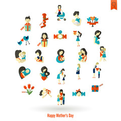 Fototapeta premium Happy Mothers Day Icons