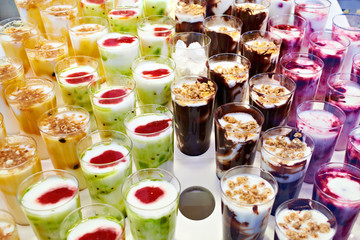 Confectionery fruit desserts on sale at store