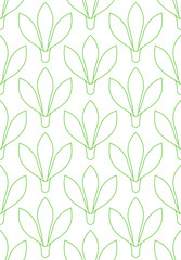 Seamless linear flower pattern on white background