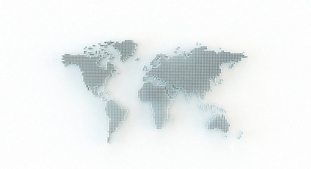 world map in dots as a 3d render