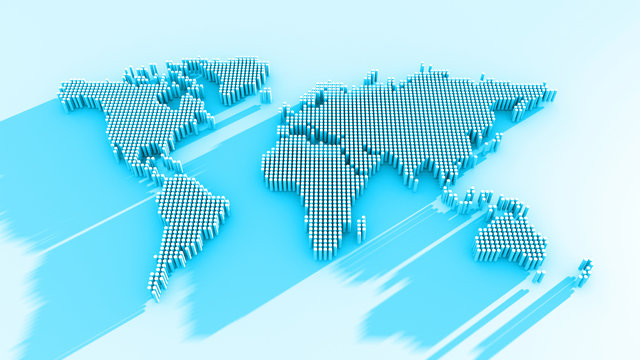 Fototapeta world map in dots as a 3d render