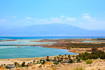 Fototapeta na wymiar Kibbutz on the bank of the Dead Sea