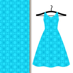 Dress fabric pattern with blue pattern