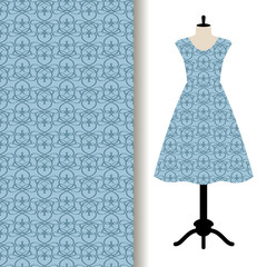 Dress fabric with blue royal pattern