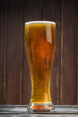 beer glass on a wooden background