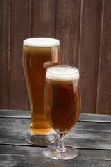 beer glass on a wooden background