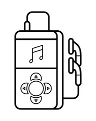 Player line art, simple gadget icon for web application, outline vector pictogram isolated on a white background, modern digital music device to play audio files