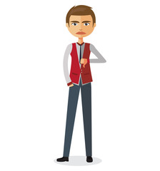Businessman thumbs down angry unhappy businessman character vector cartoon illustration