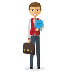 Cartoon banker with documents vector illustration