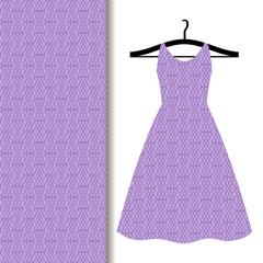 Women dress fabric with purple pattern