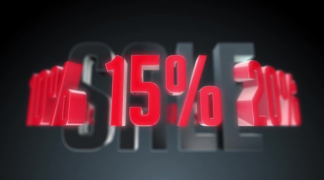 Percentage signs rotating carousel on dark background and chroma key background