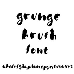 Naklejka premium Hand drawn dry brush font. Modern brush lettering. Grunge style alphabet. Vector illustration.