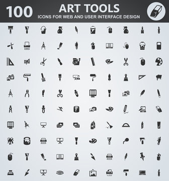 Art tools icons set