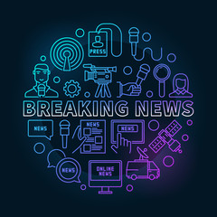 Breaking news colorful ine illustration