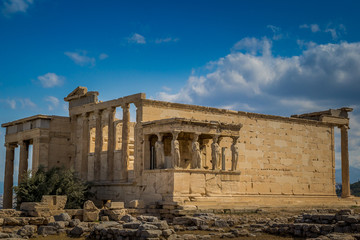 Obraz premium The Porch of the Caryatids at the Erechtheion on the Acropolis of Athens, Greece.