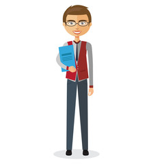 Banker with glasses and briefcase