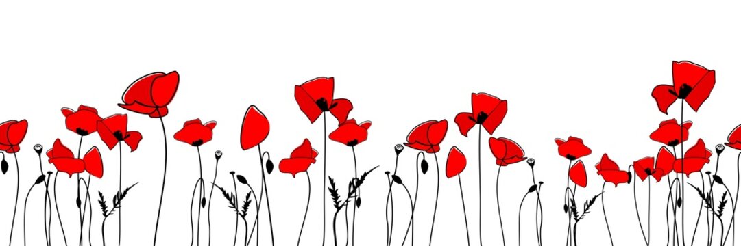 Borte nahtlos mit roten Mohnblumen