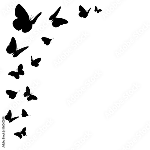 "Bordüre mit schwarzen Schmetterling Silhouetten" Stockfotos und