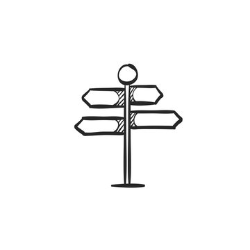 Sketch Icon - Road Sign Post