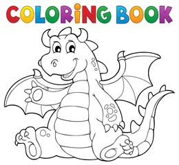 Cercles muraux Pour enfants Coloring book dragon theme image 6