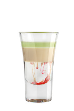 Shot. Alcoholic drink on a white background