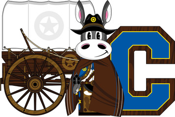 Fototapeta premium C is for Cowboy Donkey Alphabet Learning 