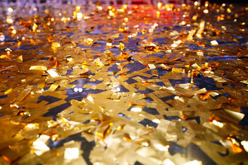 Golden confetti With Sparkling Glitter - Christmas and party background
