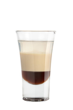 Shot. Alcoholic drink on a white background