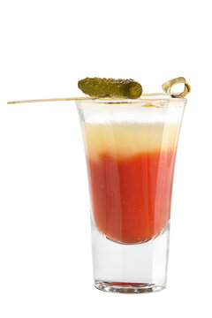 Shot. Alcoholic drink on a white background
