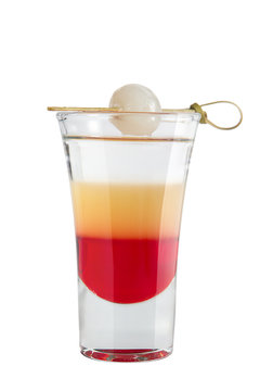 Shot. Alcoholic drink on a white background