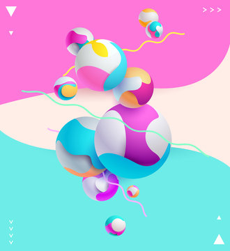 Multicolored decorative background with 3D balls