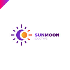 Sun and Moon logo. Abstract vector illustration