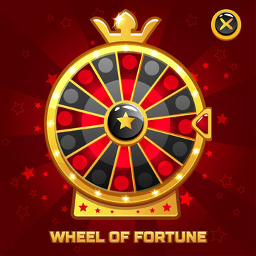 Vector Gold Wheel Of Fortune For Ui Game Element, Background Glow