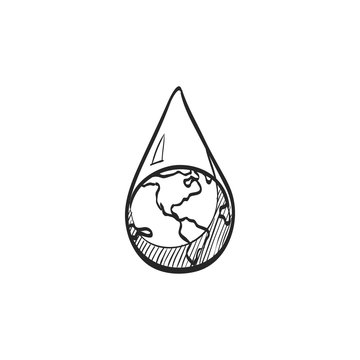 Sketch Icon - Earth Water Drop