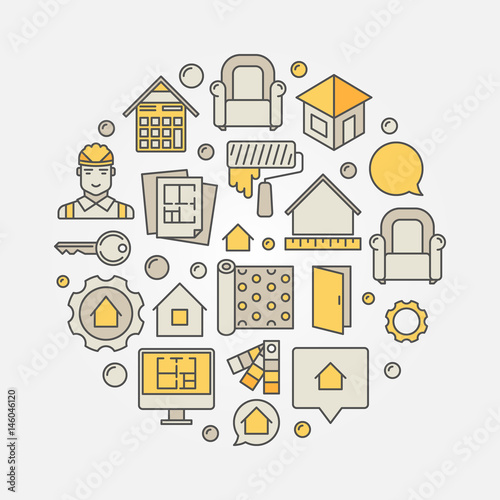 "Interior design round creative symbol" Stock image and royalty-free