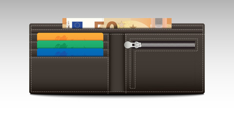 Wallet with Credit Cards and Banknotes