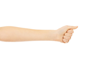 Woman hand with clenched a fist