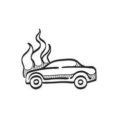 Sketch icon - Car on fire