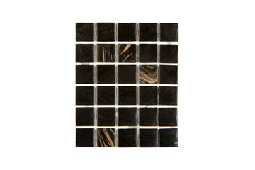 Fragment of a mosaic of small shiny tiles on white background
